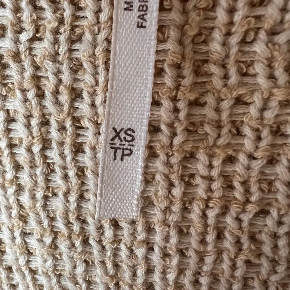 Free People Sweater Womens Size XS Camel Brown V Neck Knit Cropped Pullover - Picture 8 of 16